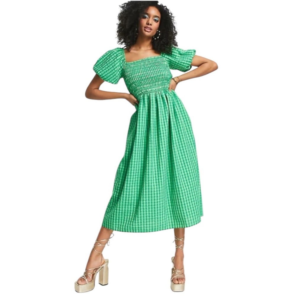 Never Fully Dressed Green Gingham Midi Dress - Picture 3 of 10